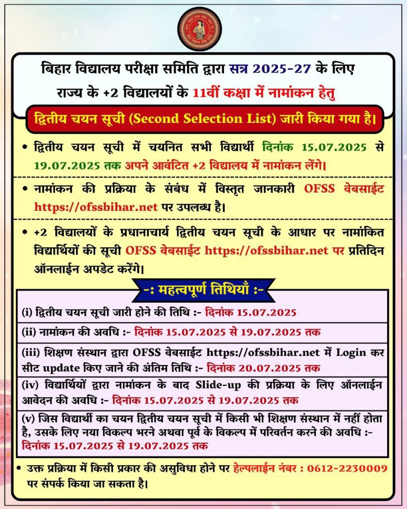BSEB INTER 2ND MERIT LIST