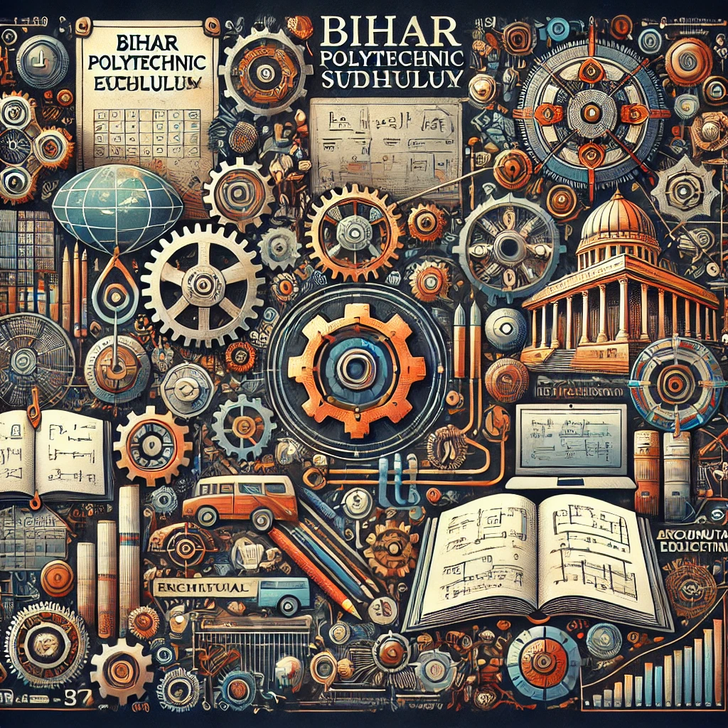 DALL·E 2024 09 21 19.03.42 An artistic visualization of the Bihar Polytechnic syllabus featuring elements that represent engineering and technical education. The image includes