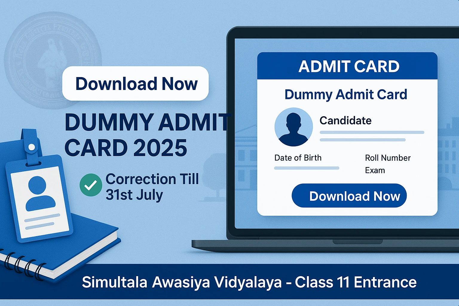 SAV Bihar Class 11 Dummy Admit Card 2025 Out: Download Now & Correct Errors by 31st July