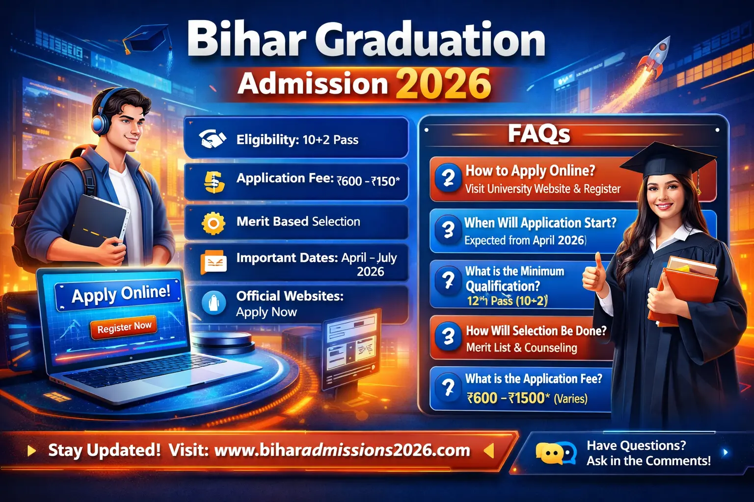 Bihar Graduation Admission 2026 online form, eligibility, fees, important dates and merit list details banner