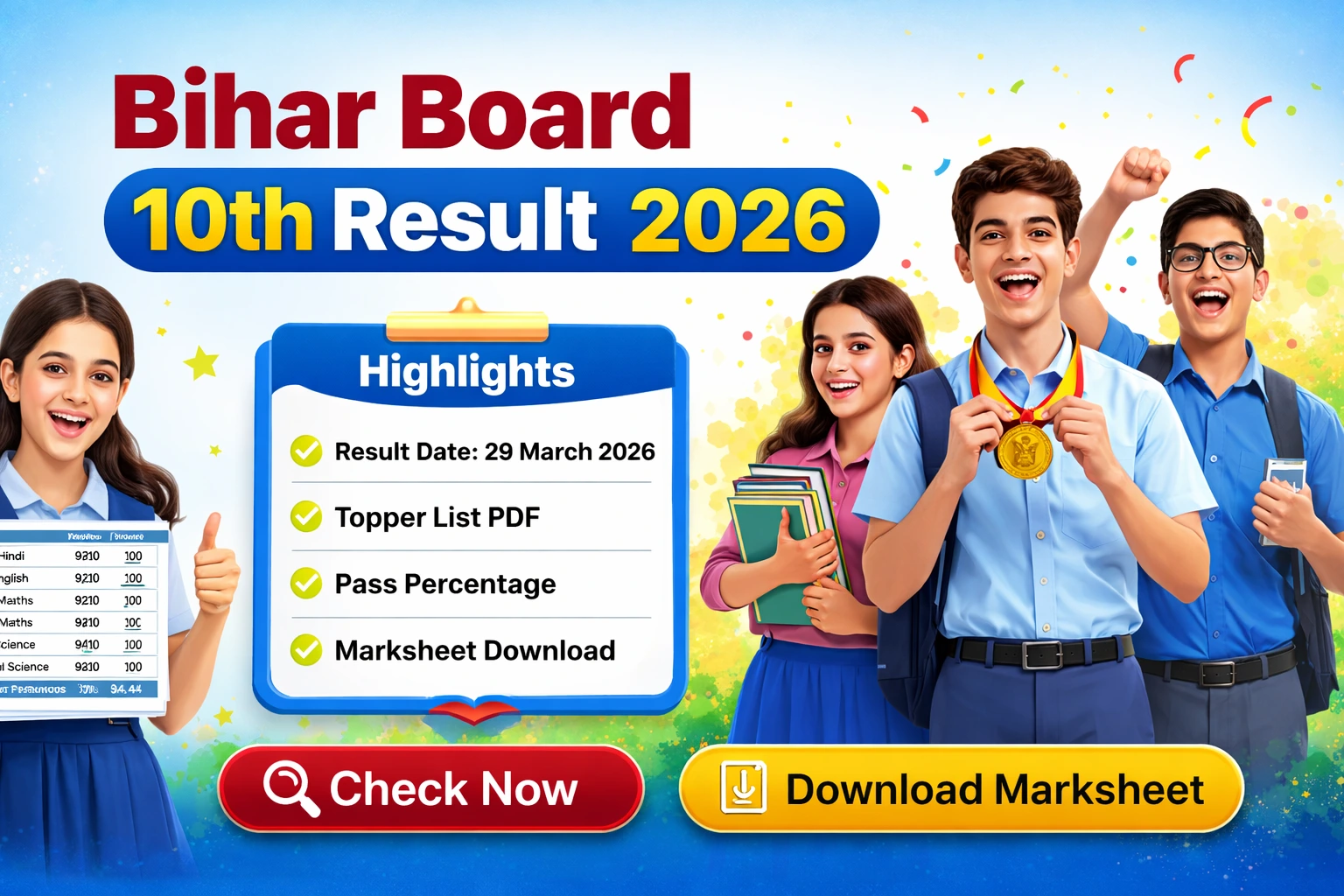 Bihar Board 10th Toppers List 2026 (PDF Download) : Full List with Marks, Rank & District (BSEB Matric Topper List 2026)