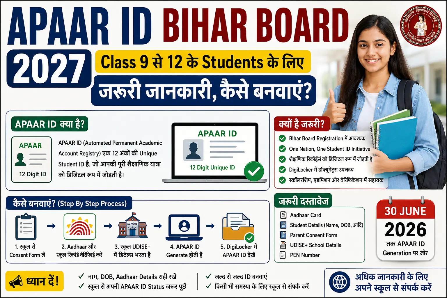 APAAR ID Bihar Board 2027: Class 9 से 12 के Students के लिए जरूरी जानकारी, कैसे बनवाएं?