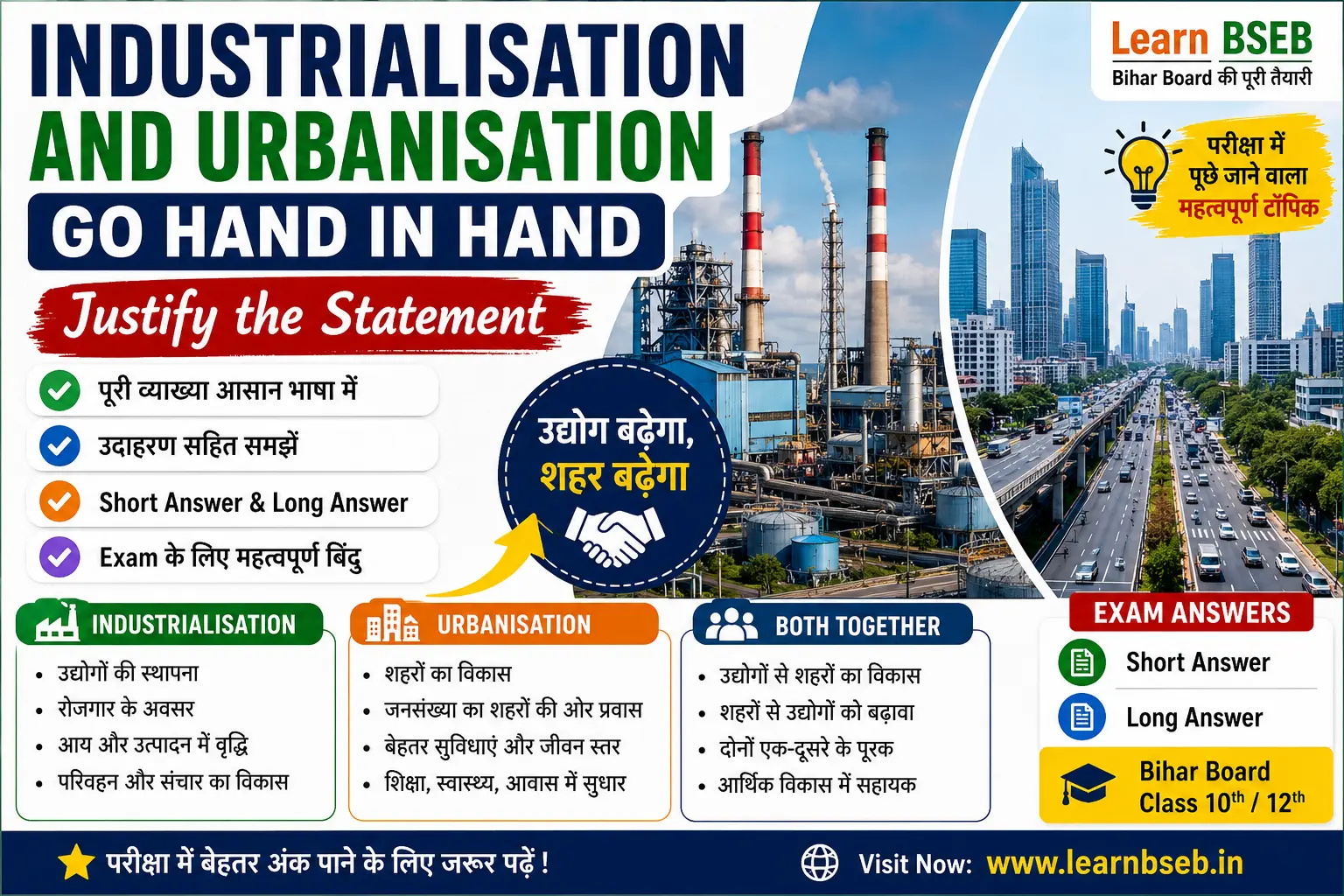 Industrialisation and Urbanisation Go Hand in Hand – Justify the Statement