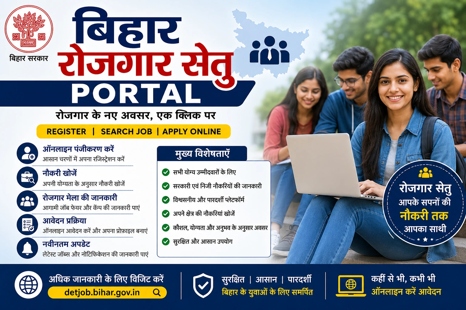Bihar Rojgar Setu Portal 2026: Registration, Online Apply, Job Search & Job Fair